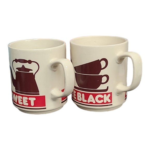 2 VINTAGE Sweet Coffee & Coffe Black Mugs - Picture 7 of 16